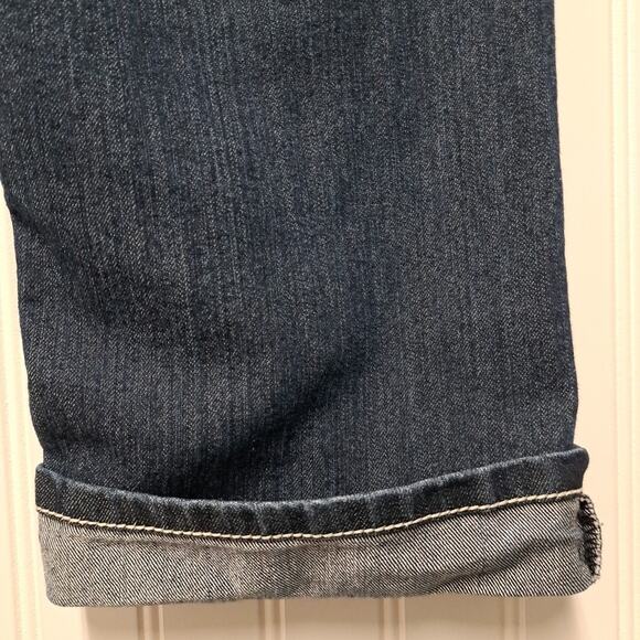 Earl Capri Jeans Womens 12 Blue Dark Stretch Denim Mid Rise Cuffed Thick Stitch - Picture 9 of 13